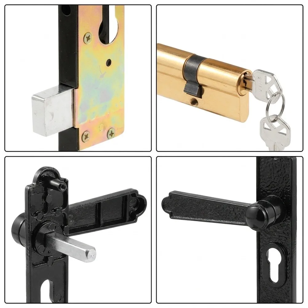 Screen Door Compatible Handle for lock Featuring Zinc Alloy Build and Vintage Black Hammered Texture for Balanced Form and