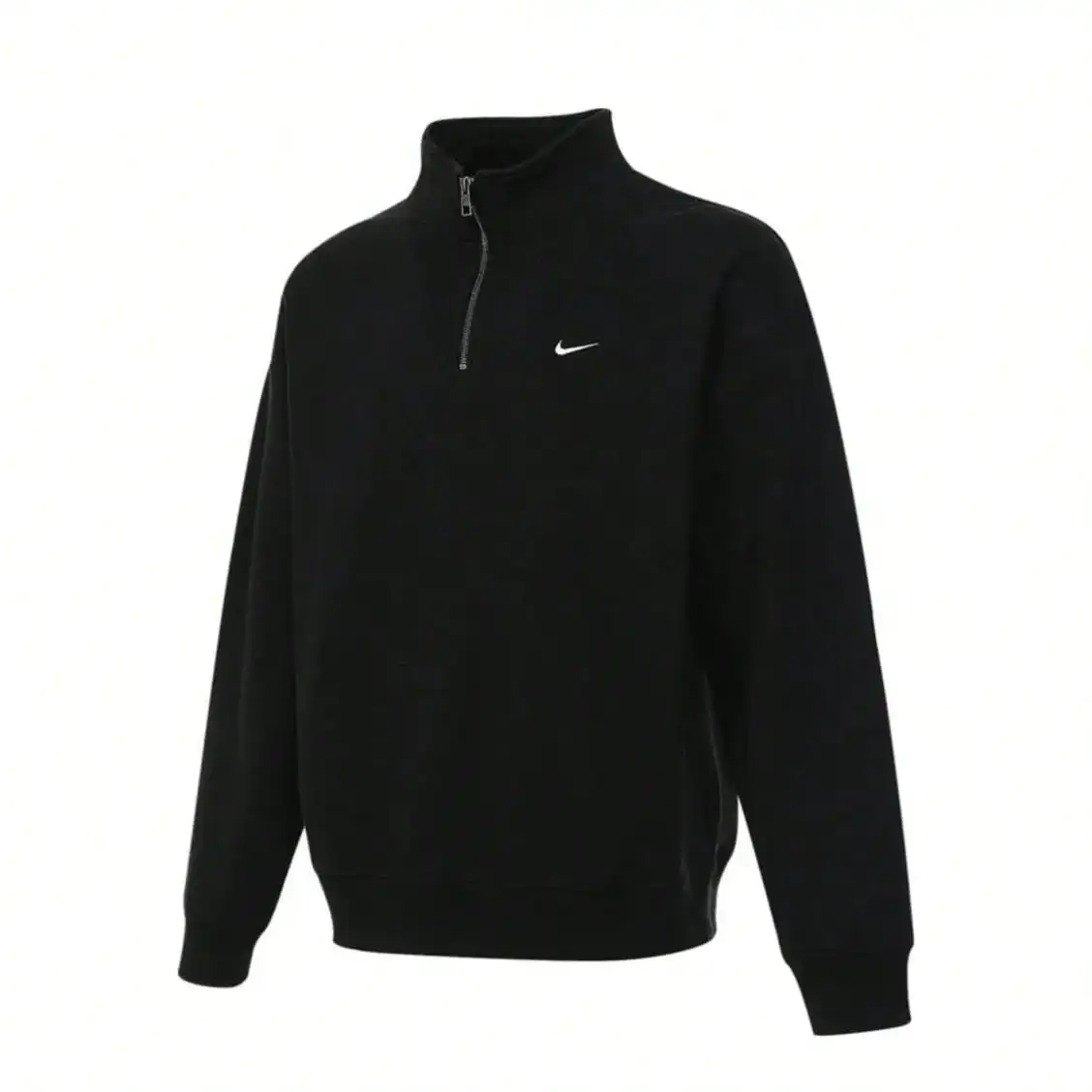 Nike Solo Swoosh Logo Printed Half-Zip Solid Color Casual Simple Versatile Hoodless Sports Long-Sleeve Half-Open Sweatshirt Men's Model Dq5209-010