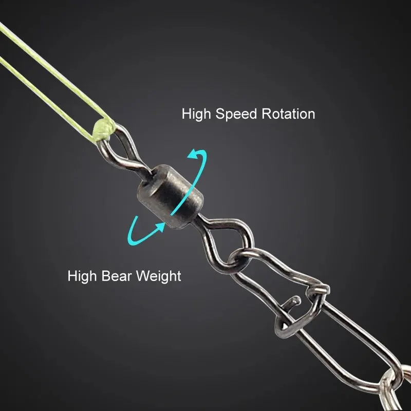 100PCS/Box Fishing Connector Pin 4# 6# 8#10#12# Bearing Rolling Swivel With Snap Fishhook Lure Accessories image 4
