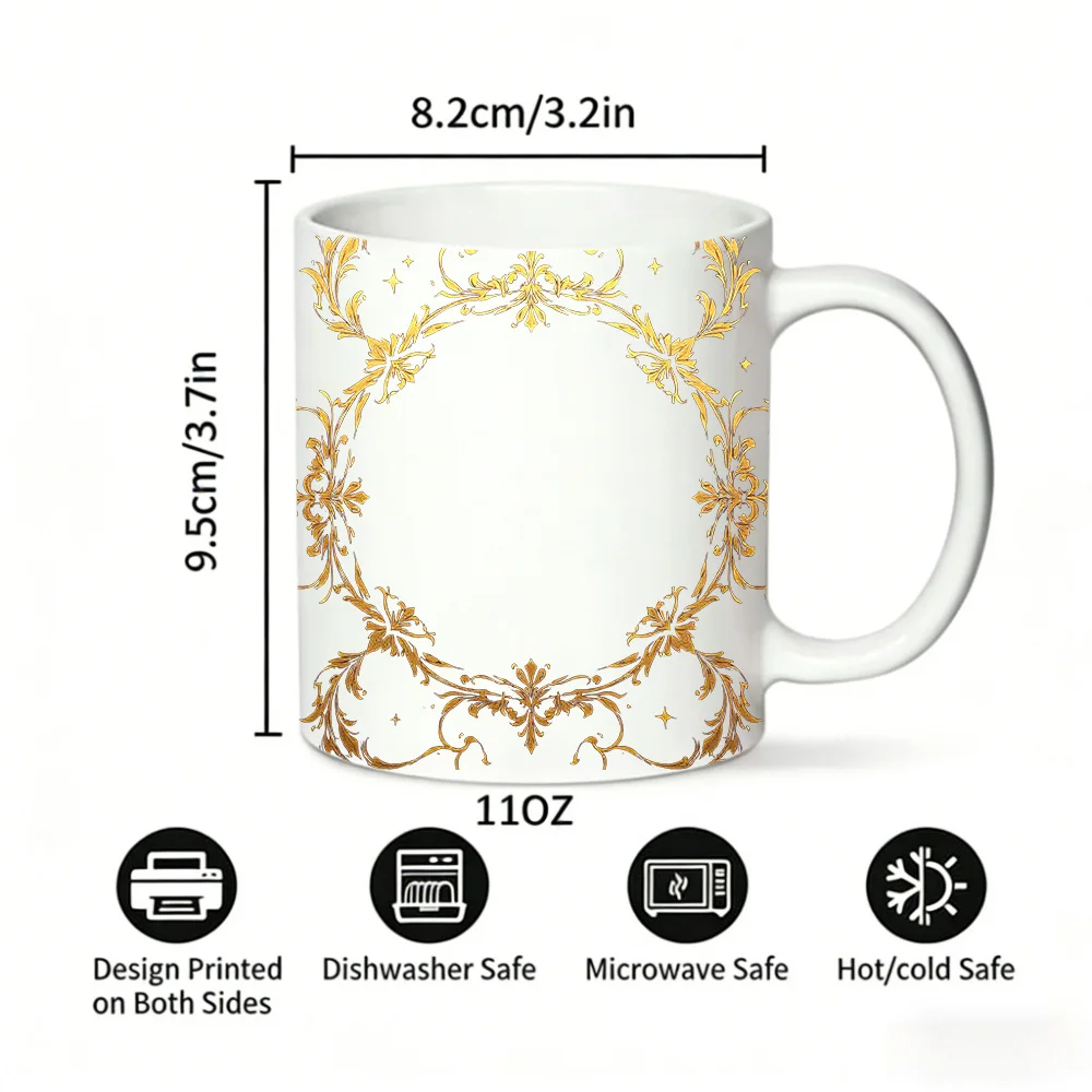 Retro gold leaf palace style ceramic mug, coffee cup, milk cup, office tea cup, drinking cup, fade-resistant, gift for friends