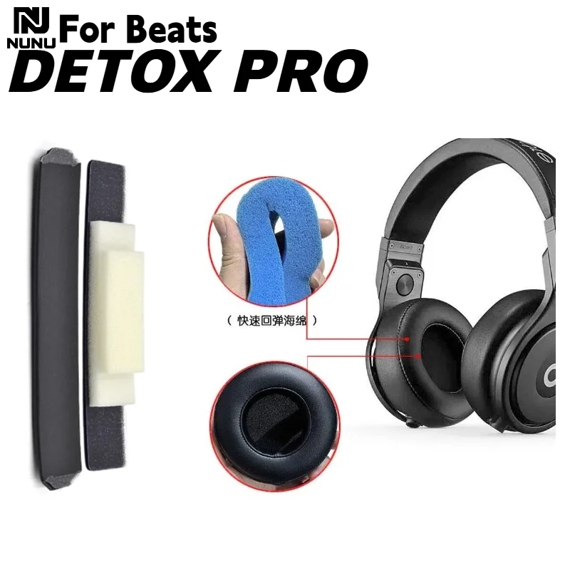 

Replacement Protein skin memory foam Ear Pads With buckle/Head beam cushion For Beats DETOX PRO Headphone repair parts