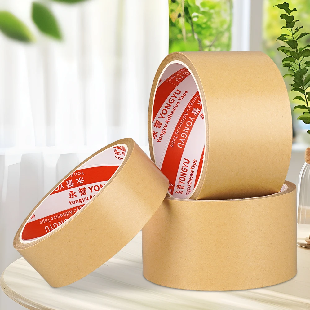 Heavy Duty Kraft Paper Masking Tape, Strong Sticky Brown Writable Paper Tape for Covering, Labeling & Packaging Use