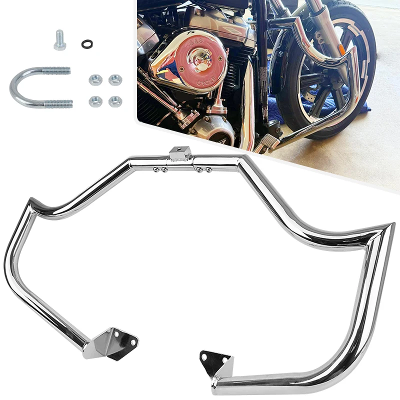 

Защитные дуги для двигателя мотоцикла, передний бампер, защита от столкновений на трассе для Harley Dyna Street Bob Wide Super Glide Low Rider 06-17