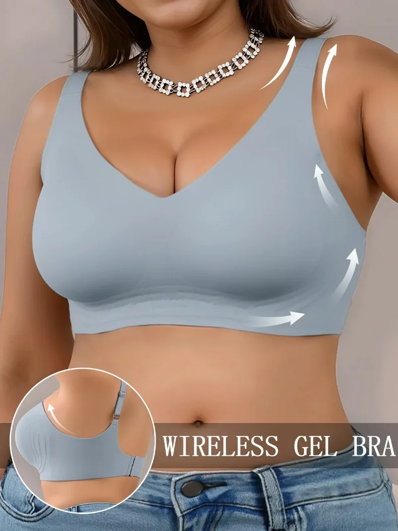 Soft Support Seamless Woman Bra Large Breasts Wireless Back Girl Four-row Hook 3/4 Cup Lady Brassiere Adjustable Double Shoulder