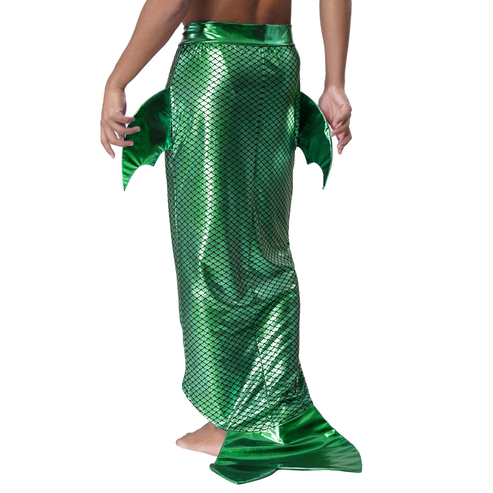 رجل Bodycon ذيل السمكة ماكسي تنورة طويلة تأثيري حفلة تنكرية لعب الأدوار الملابس حورية البحر كرنفال تأثيري هالوين زي #2