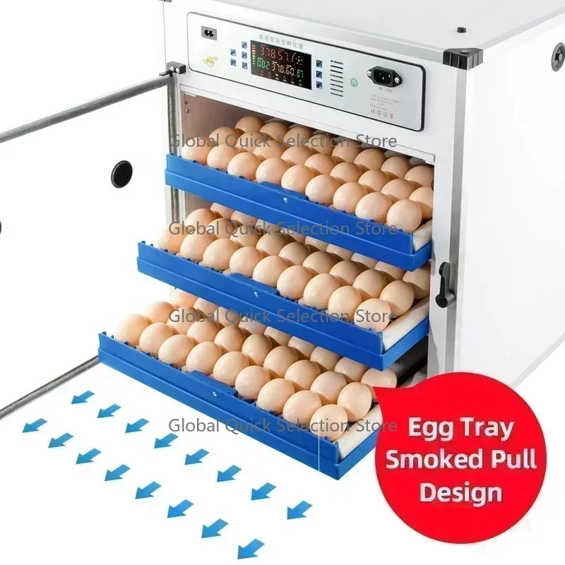 204 Eggs Automatic Incubator, Dual Power PVC Hatching Machine with Temp & Humidity Display, Auto Egg Turning