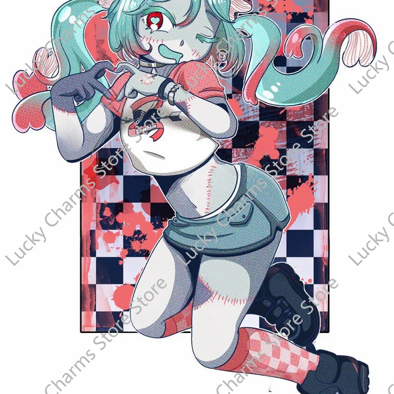 Y2K Style Checkerboard Background Cartoon Lady Acrylic Keyring, Pastel Twin Ponytail Wink Anime Figure Bag Charm, Transparent Gl