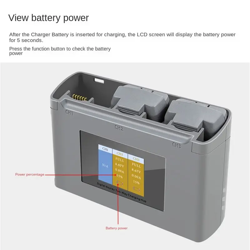 OK Two-Way Charging Hub Charge Multiple Batteries for DJI Mavic Mini SE/Mini 2 with Color LCD Digital Display Charger