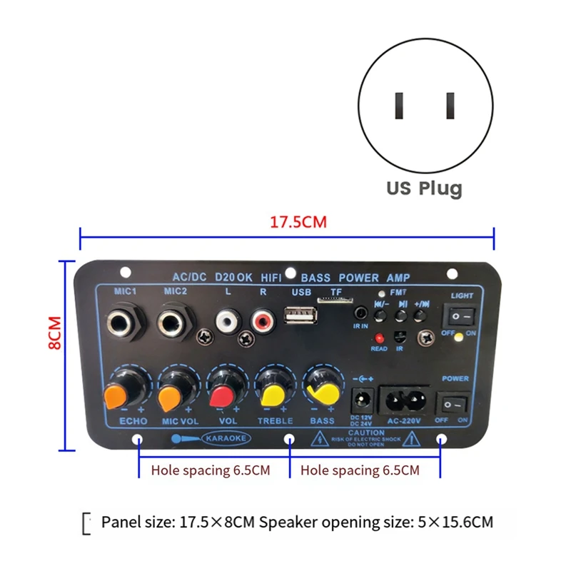 Bluetooth Amplifier Board Hifi Bass Amplifier Subwoofer Audio Karaoke Amplifier Board Speaker Motherboard Easy Install (US Plug)