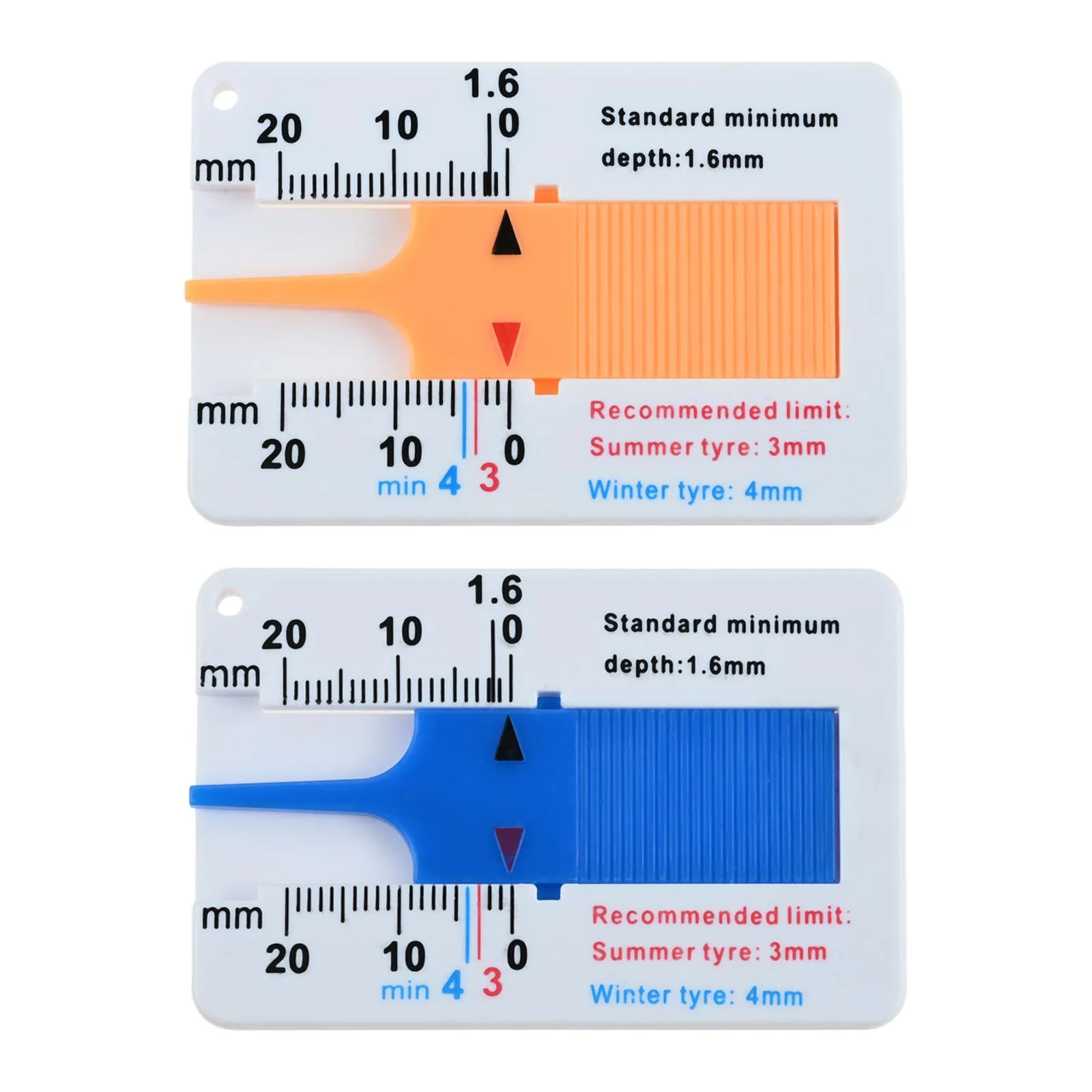 20mm Tyre Tread Depth Gauge Pocket Depthometer Caliper Plastic Tread Ruler Depth Ruler Motorcycle Truck Tire Wheel Measure Tool