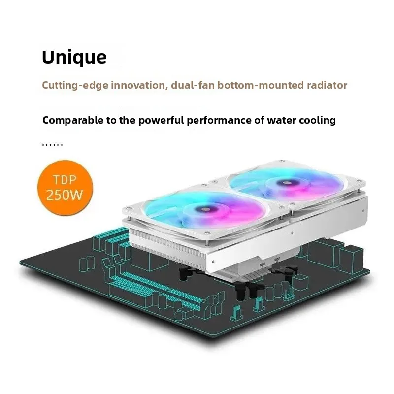 For JIUSHARK Nine Shark JF13K Push Down CPU Cooler 12CM Dual Fan 7 Copper Heat Pipes PWM ARGB Computer Radiator