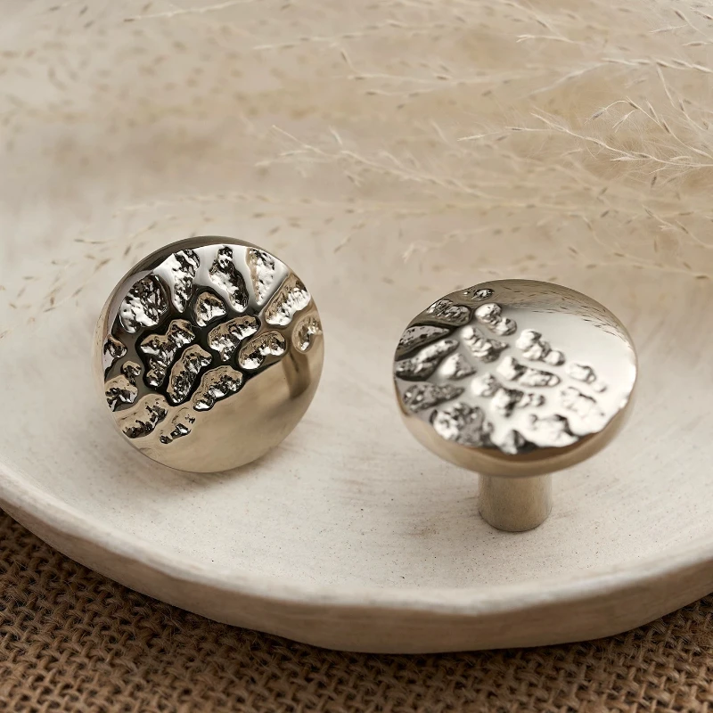 Modern Minimalist Solid Brass Cabinet Door Handle Drawer Cabinet Wardrobe Knobs High-end Nickel Silver Cabinet Small Handle Pull