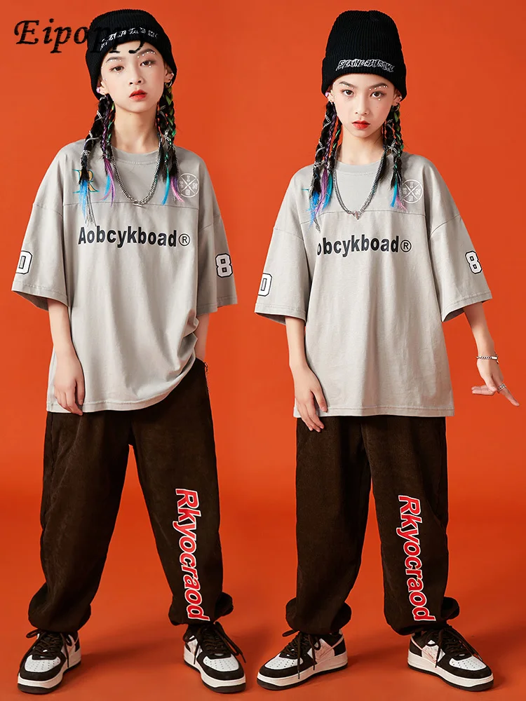 Детская модная одежда в стиле хип-хоп, костюм в стиле хип-хоп с коротким рукавом для мальчиков и девочек, костюмы для джазовых танцев и представлений