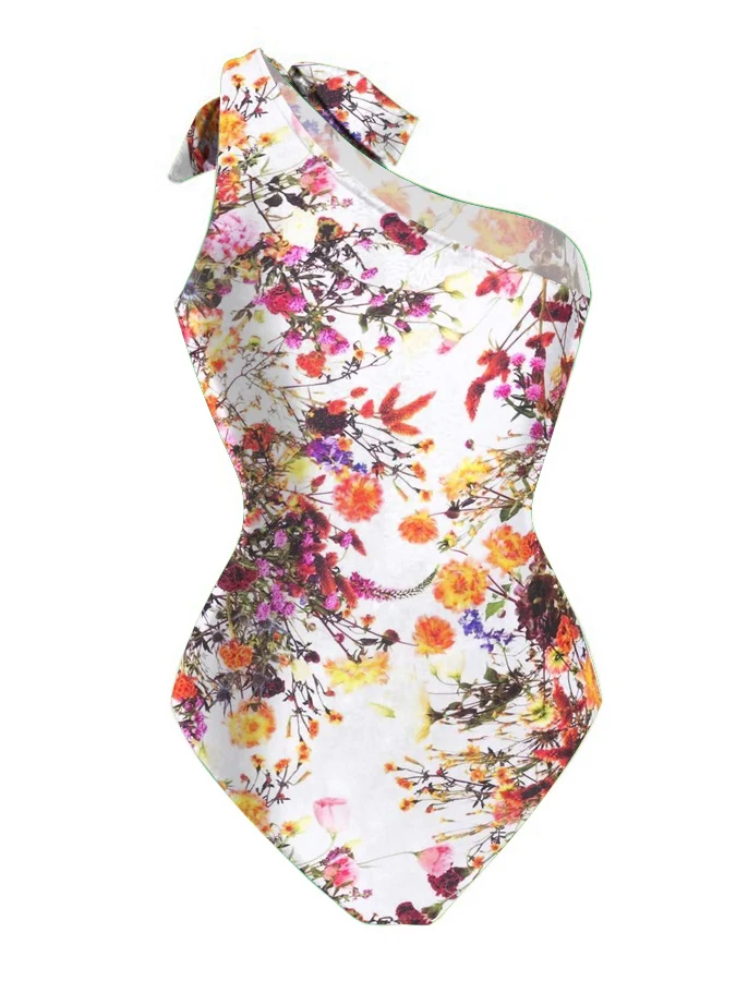 One Initied-Maillot de bain imprimé floral pour femme, 1 pièce, cover-up, vêtements de plage, luxe, monokini, vacances, nouvelle mode, 2023