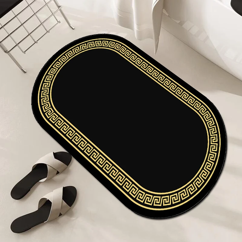 Bubble Kiss Chinese Style Home Carpets For Living Room Decor Bedroom Carpet Modern Black Golden Oval Kitchen Floor Mats