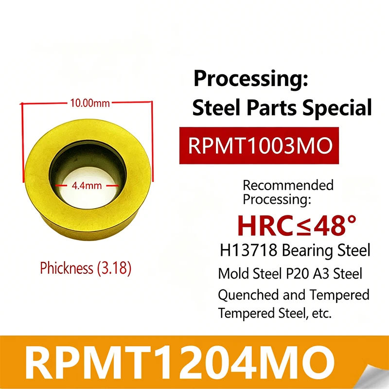 Spezielle Runde Stahleinsätze R5 R6 CNC-Einsätze RPMT1204MO RPMT1003MO Hartmetall-Fräseinsätze – Detail 11