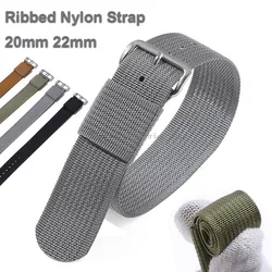 Gevlochten horlogeband van ballistische stof Universele geribbelde nylon band Militaire sport Militaire sport Robuuste nylon bandaccessoire 20/22 mm