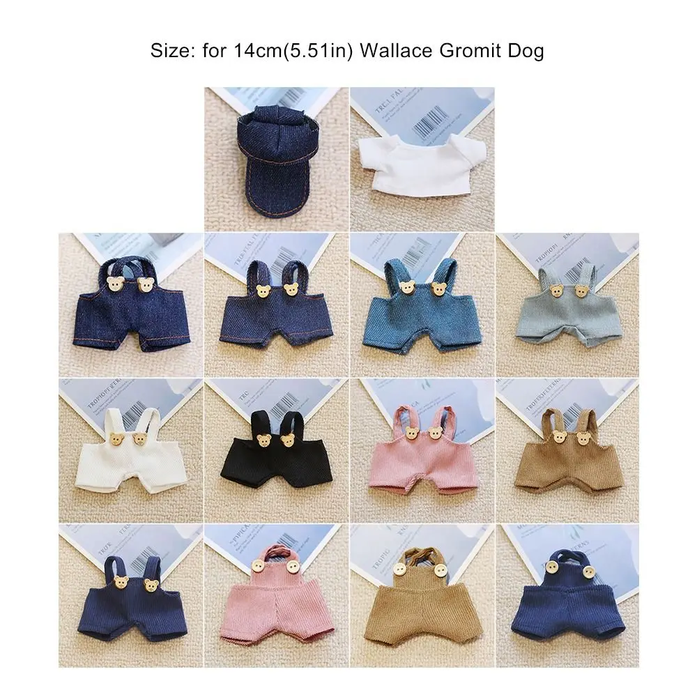 Girls Jean Pretend Play Toy Mini Doll Overall Cute All-match Doll Pants Jean Doll Clothing for 14cm Wallace Gromit Dog