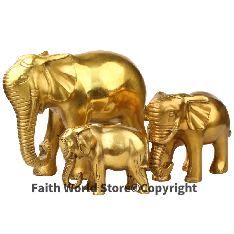 large-Bring in wealth and treasure # office home shop Money Drawing efficacious Talisman Fortune Elephant FENG SHUI Brass statue