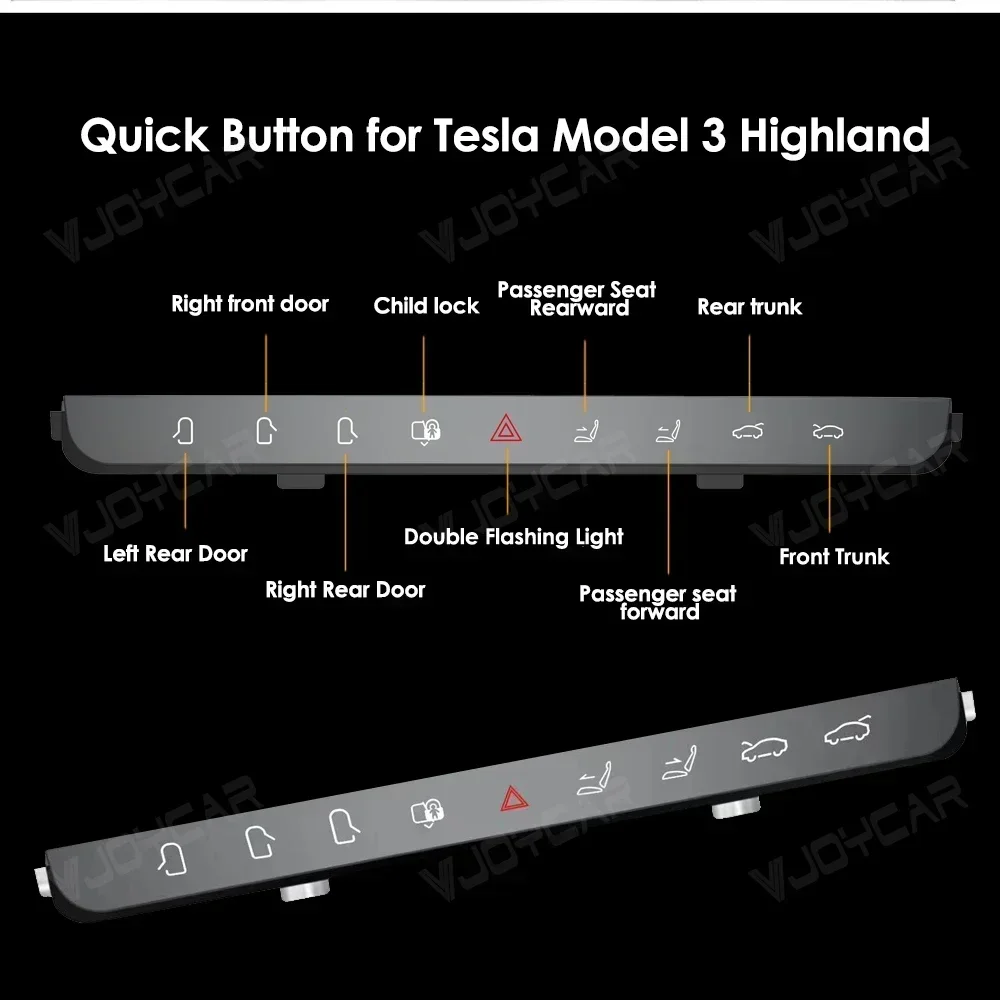 2025 Center Console Physical Button for Tesla Model 3 Highland Accessories Assistant Function Keypad Ambient Light Car Interior