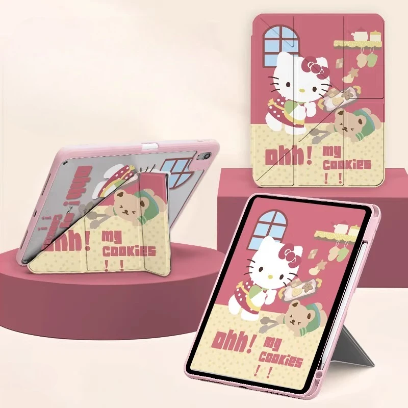 

Чехол Hello Kitty для iPad Funda iPad 9/10/11 A16 11 дюймов Складной защитный чехол Air3 4 5 10,9 дюйма M2 M3 Pro4 5 6 12,9 дюйма M4 Чехол для планшета
