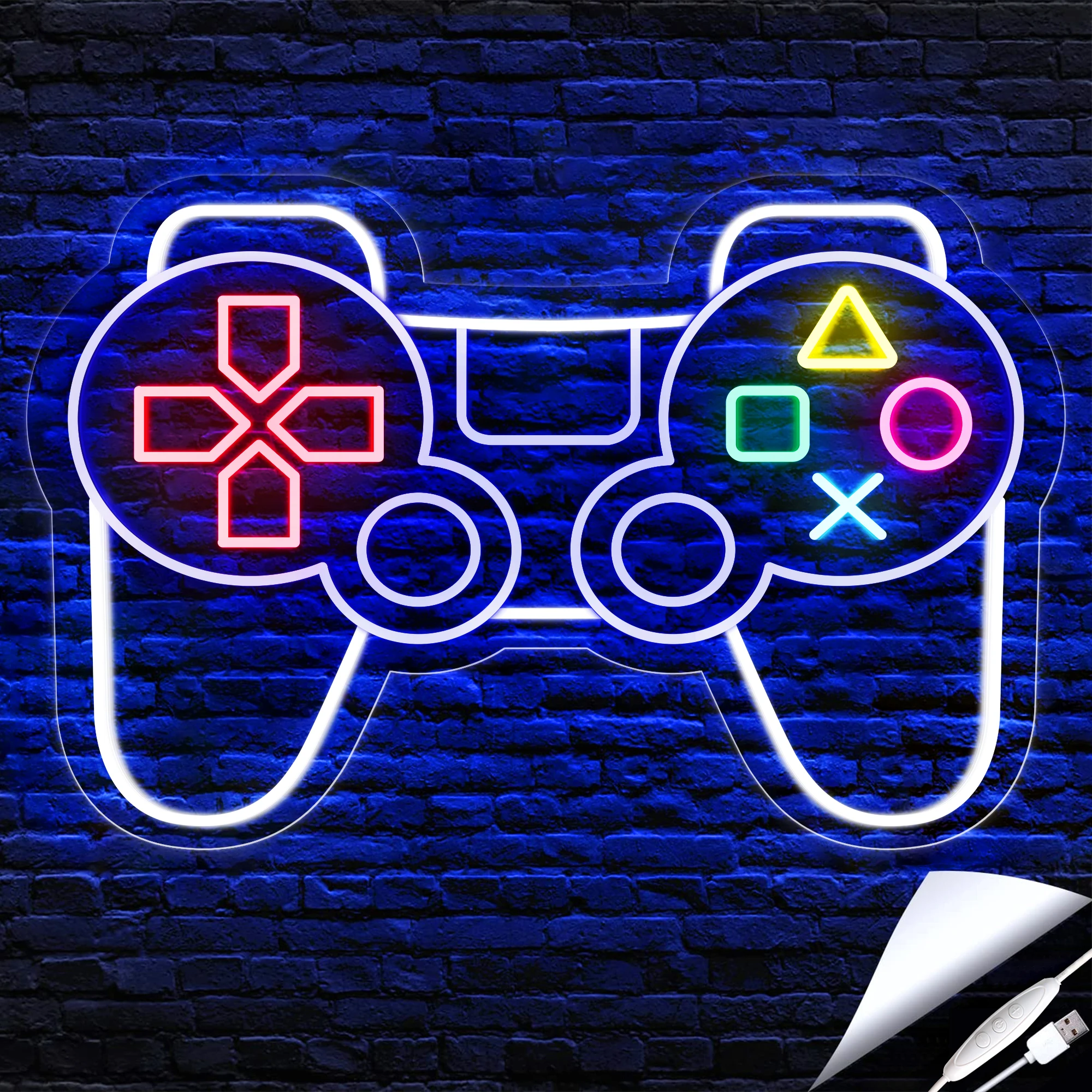 Gamer neon gamepad forma sinal de jogo de néon para meninos quarto regulável led controlador de jogo adaptador de néon alimentado sala deco ration