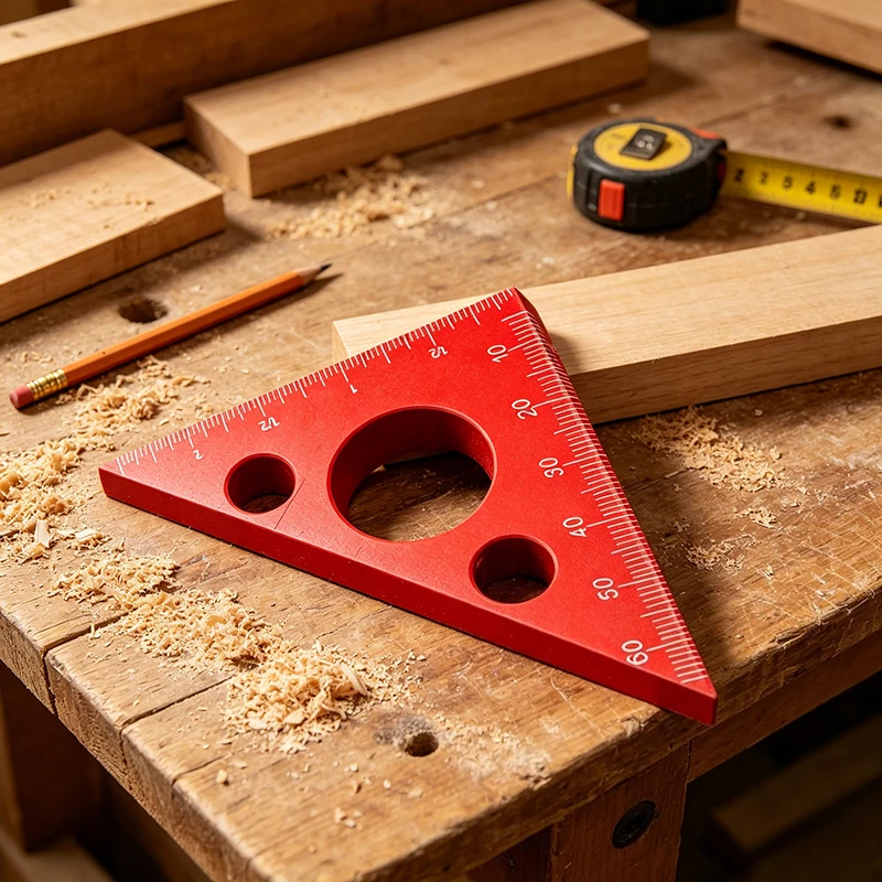 Aluminum Alloy Woodworking Triangle Ruler Carpenter DIY Marking Holes Woodworking Limit Gauge Multifunctional Measuring Tools