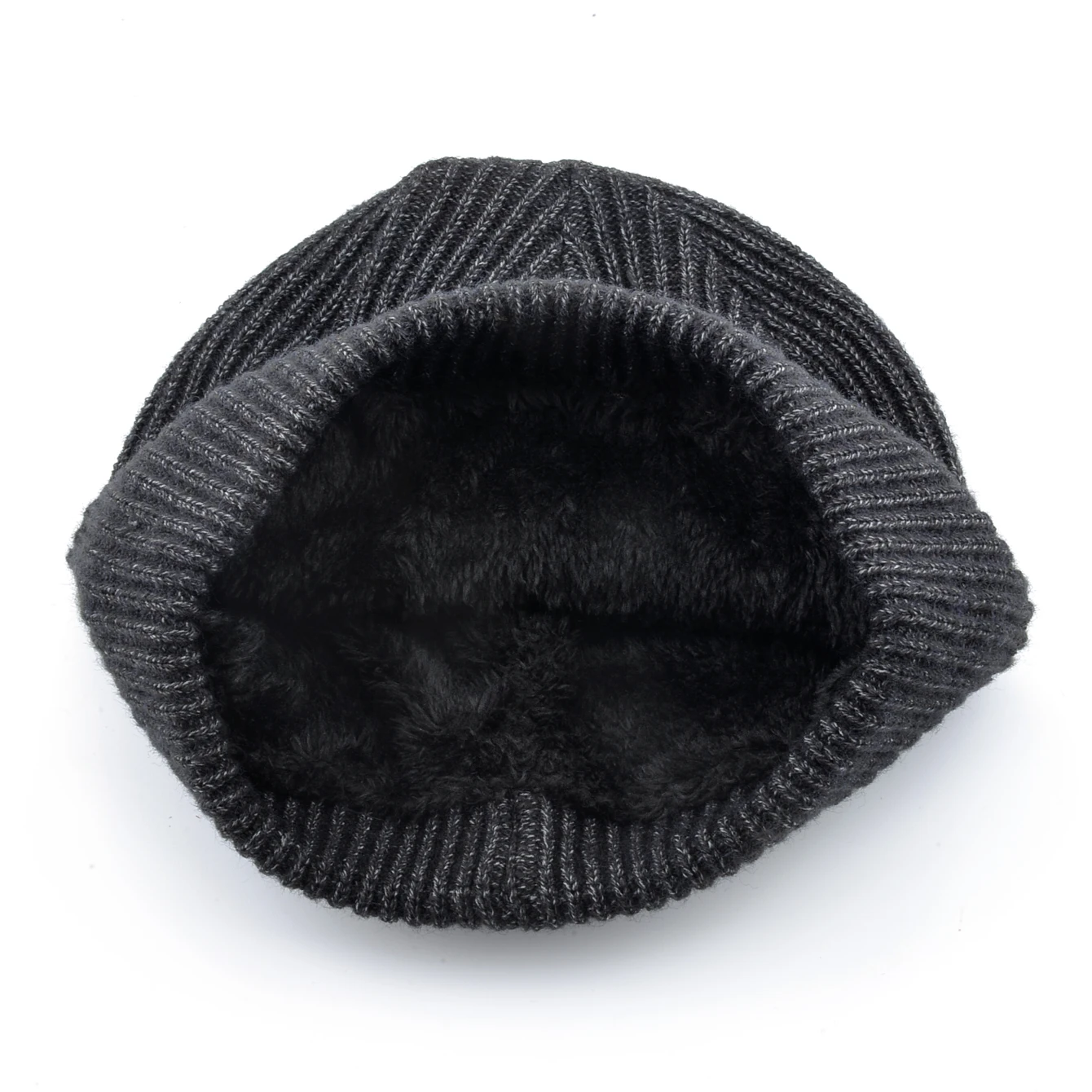 Winter Knitted Beanie Knitting Solid Color Beanie Men\'s Thick Hats Outdoor Warm Ski Beanies For Men  Double Layers With Velvet