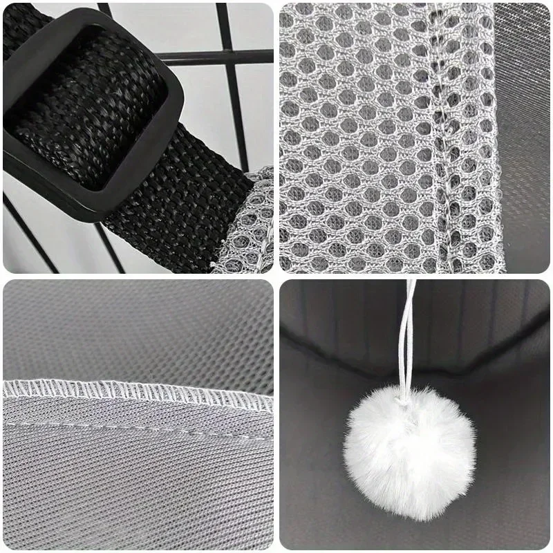 سرير للحيوانات الأليفة معلق شبكي مسامي - أرجوحة قطط قابلة للتعديل للاستخدام الداخلي، عش نوم معلق مريح بإطار معدني #4