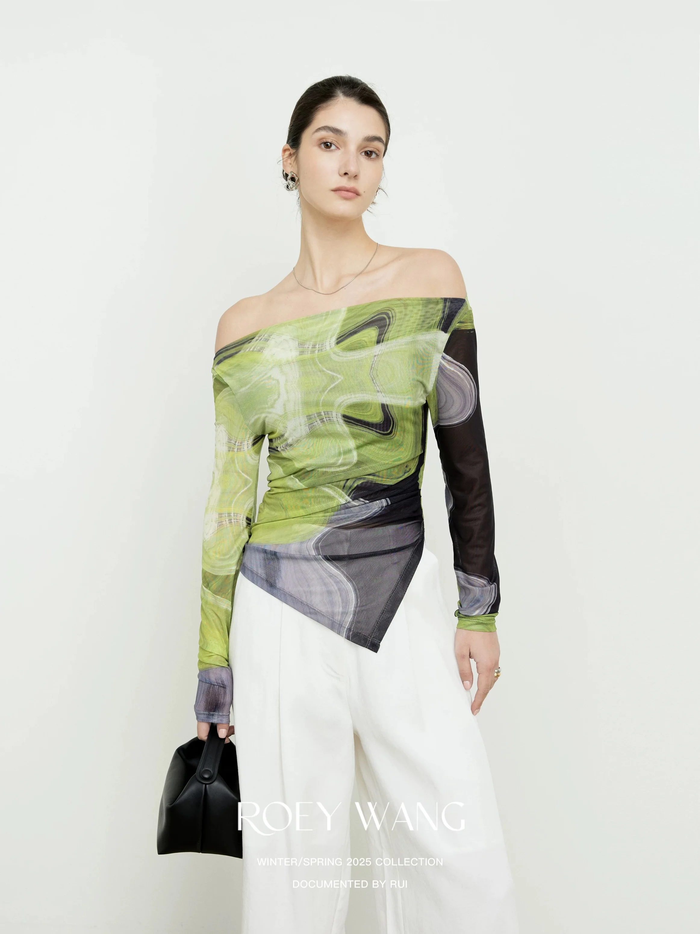 

Женские сетчатые топы с разрезом в асимметричном стиле Tie Dye, футболки, женские элегантные весенне-осенние очаровательные офисные женские топы с принтом