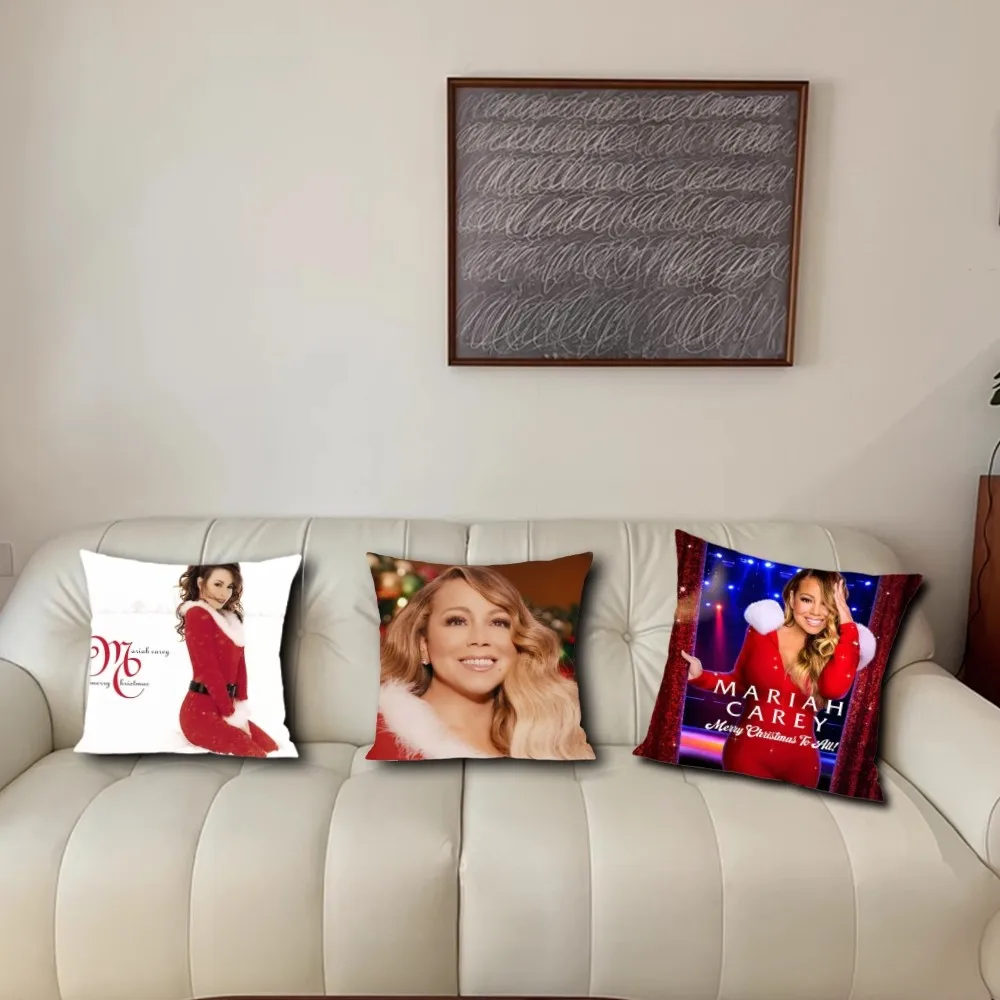 Christmas M-MariahS Singer  Pillow Case Sofa Bedroom Living Room Office C-Care Bedside Table Backrest Cushion Printing Square