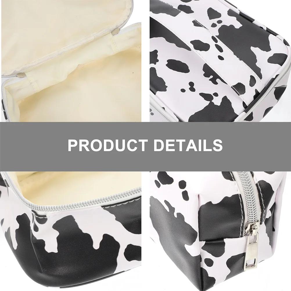 

4Pcs Makeup Bag Set Cow Print PU Large Capacity Travel Beauty Storage Pouch For Girls Cosmetics ganizer With Zipper