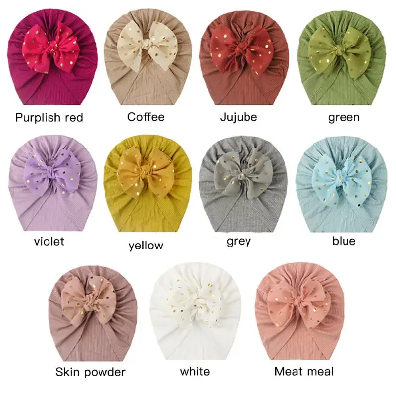 Baby Accessories Newborn Baby Children Baby Boy Girl Indian Turban Polyester Twist Bow Solid Color Soft Hat