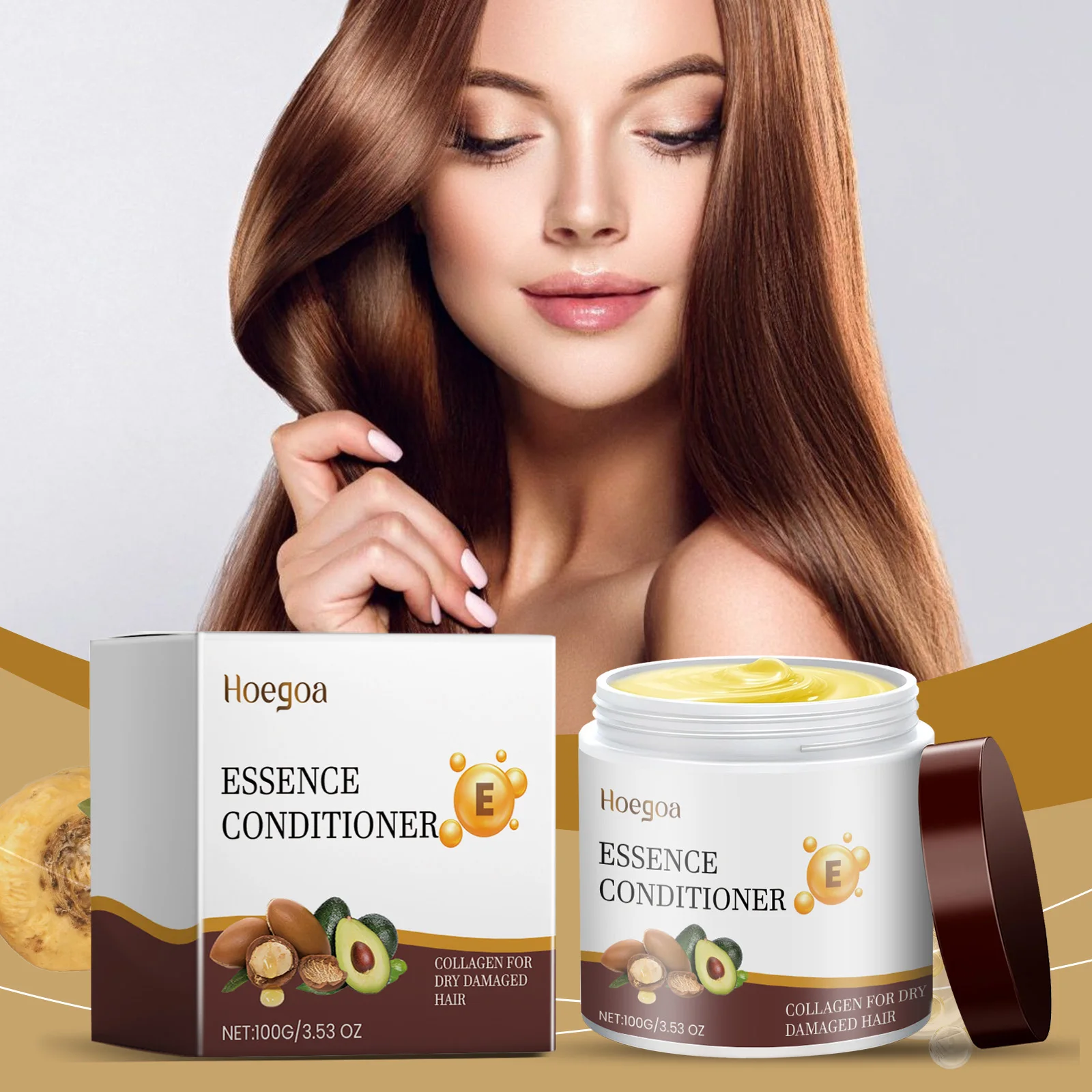 

Magical Hair Mask Repairs Damage Softens Frizz Anti-loss Smooth Shiny Hair Deep Moisturizing With Collagen Avocado & ARGAN Oil