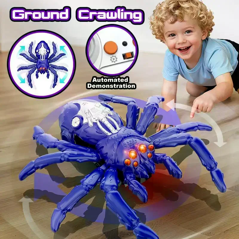 

1 Set Fast Moving Prank Toys RC Creepy Crawly Spider With LED Red Eyes Wall Climbing Spider Remote Control Toy For Kids Gift