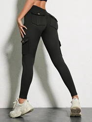 Svokor Fitness Legging mit Doppelt aschen sexy Hüft heben sportliche Hose Frauen High Wais Hose elastische Sport Legging