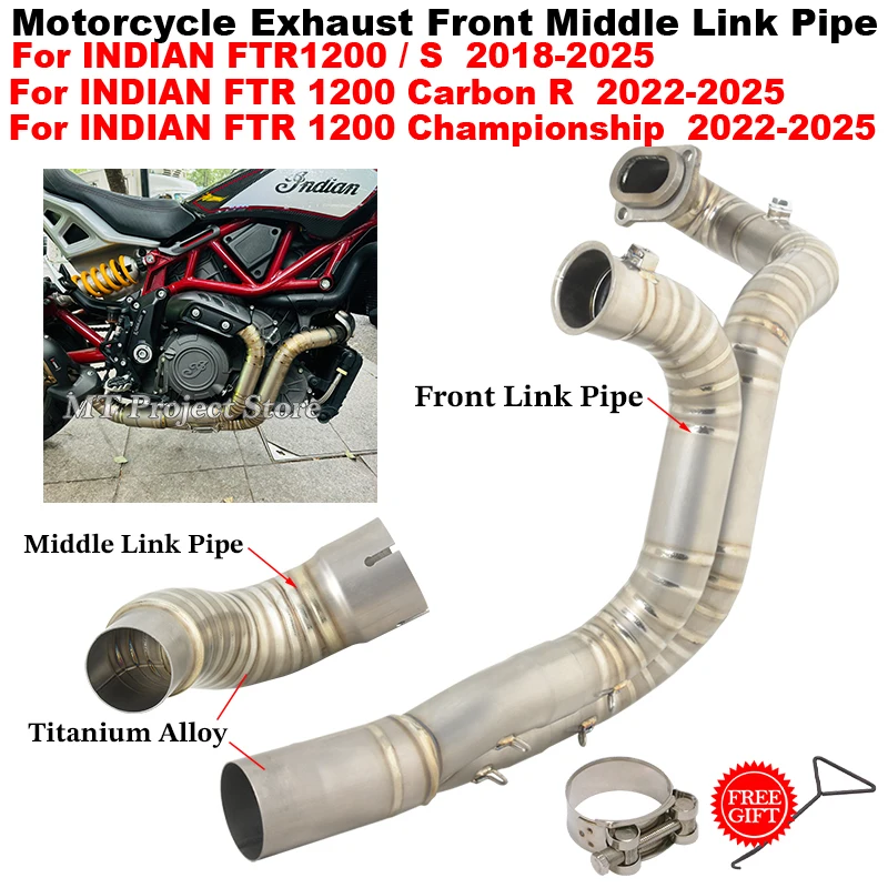 

Motorcycle Exhaust Escape System Titanium Alloy Front Link Pipe For INDIAN FTR1200 S FTR 1200 Carbon R Championship 2018 - 2025