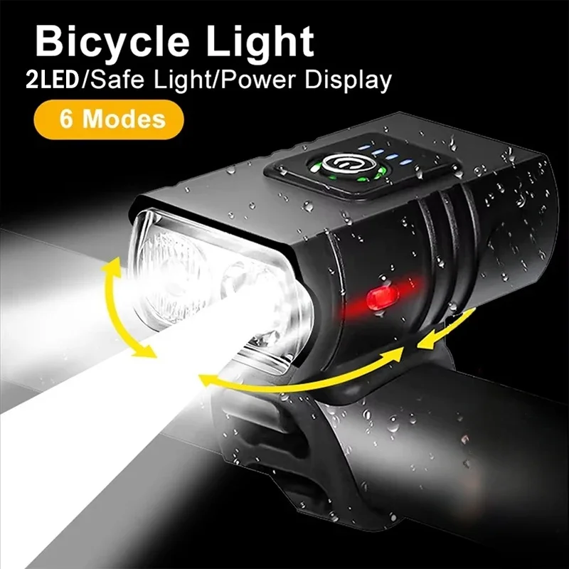1000LM Bike Light 2 LED USB Rechargeable Bicycle Lights 6 Modes MTB Flashlight Bicycle Headlight for Cycling Bicycle Front Lamp