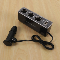 4X 3 WAY MULTI SOCKET CAR CIGARETTE LIGHTER SPLITTER USB PLUG CHARGER DC 12V/24V Triple ADAPTER With USB Port