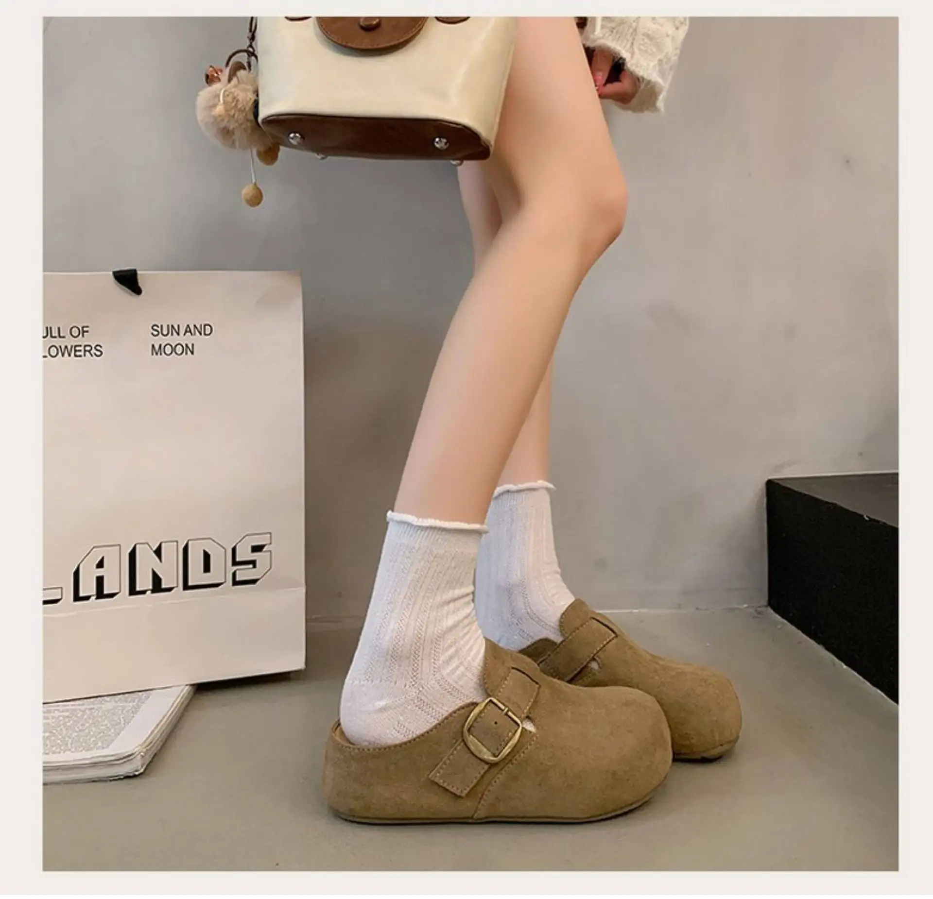 2026 Kork-Wildleder-Pantoffeln für Damen, Modische Clogs, Klassische Kork-Antirutsch-Outdoor-Pantoffeln mit Fußgewölbestütze – Detail 17