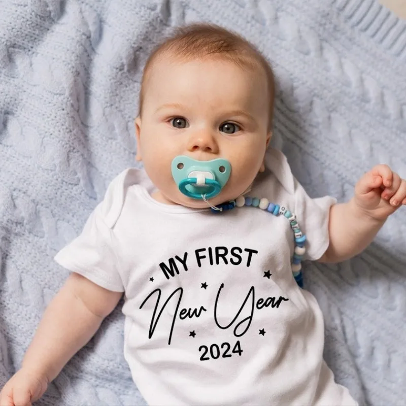 

My 1st New Year 2024 Baby Bodysuits Cotton Baby Clothes Short Sleeve Toddler Boys Girls New Year Rompers Outfits