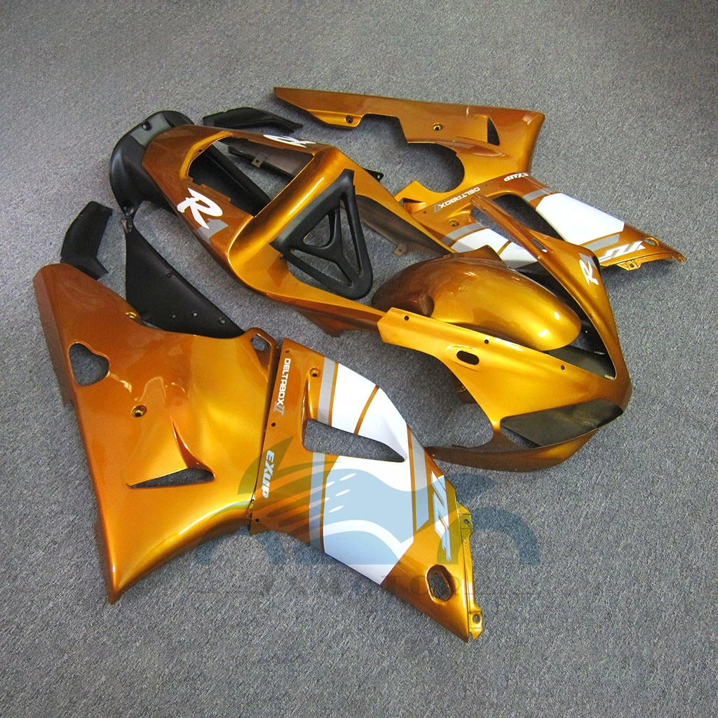 Golden yellow Great Quality Full Fairing kit whol  For Yamaha yzfr1 2000 2001 yzf1000 Sportbike Body Shell Rebuild set