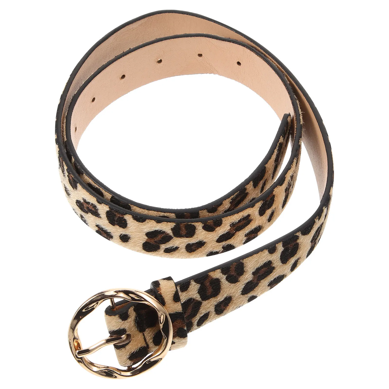

Leopard PU Belt for Women Round Buckle Fashion Casual Dress Jeans Waist Belt Stylish Pants Accessory PU Belts