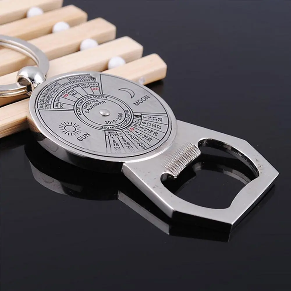 Zinc Alloy 50 Year Calendar Christmas Gift Creative Key Chain Bottle Opener Novelty Key Rings Metal Key Ring