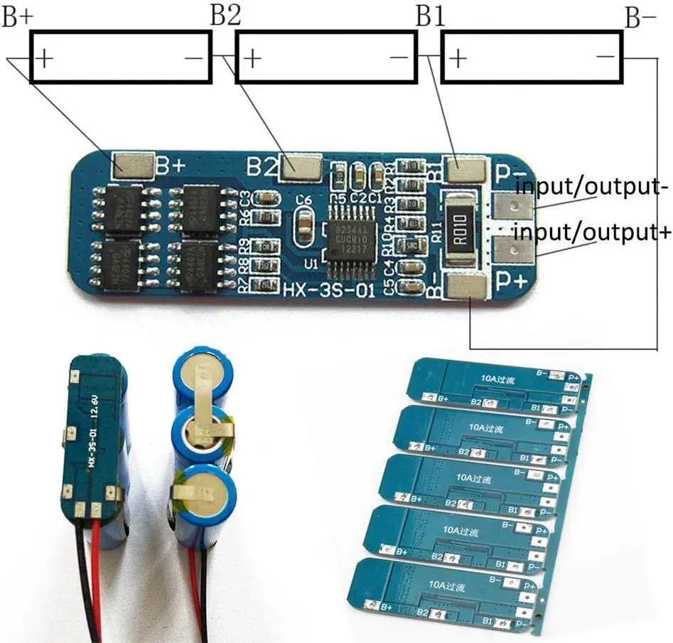 12V 10A 18650 Lithium Battery Protection Board BMS Li-ion Charger Protection Module Anti-Overcharge/Over-Discharge/Over-Current