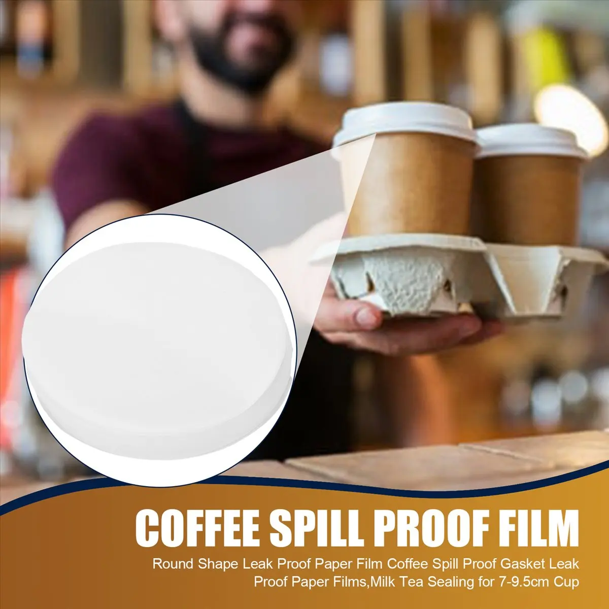 newyear828 Round Shape Leak Proof Paper Film Coffee Spill Proof Gasket Leak Proof Paper Films,Milk Tea Sealing for 7-9.5cm Cup