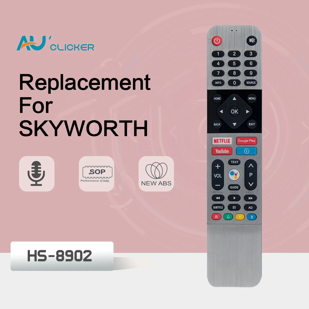 Voice Controller Remote Control HS-8902 For Skyworth Smart TV 32TB7000 40TB7000 43TB7000 4K UHD HDTV Android TVs