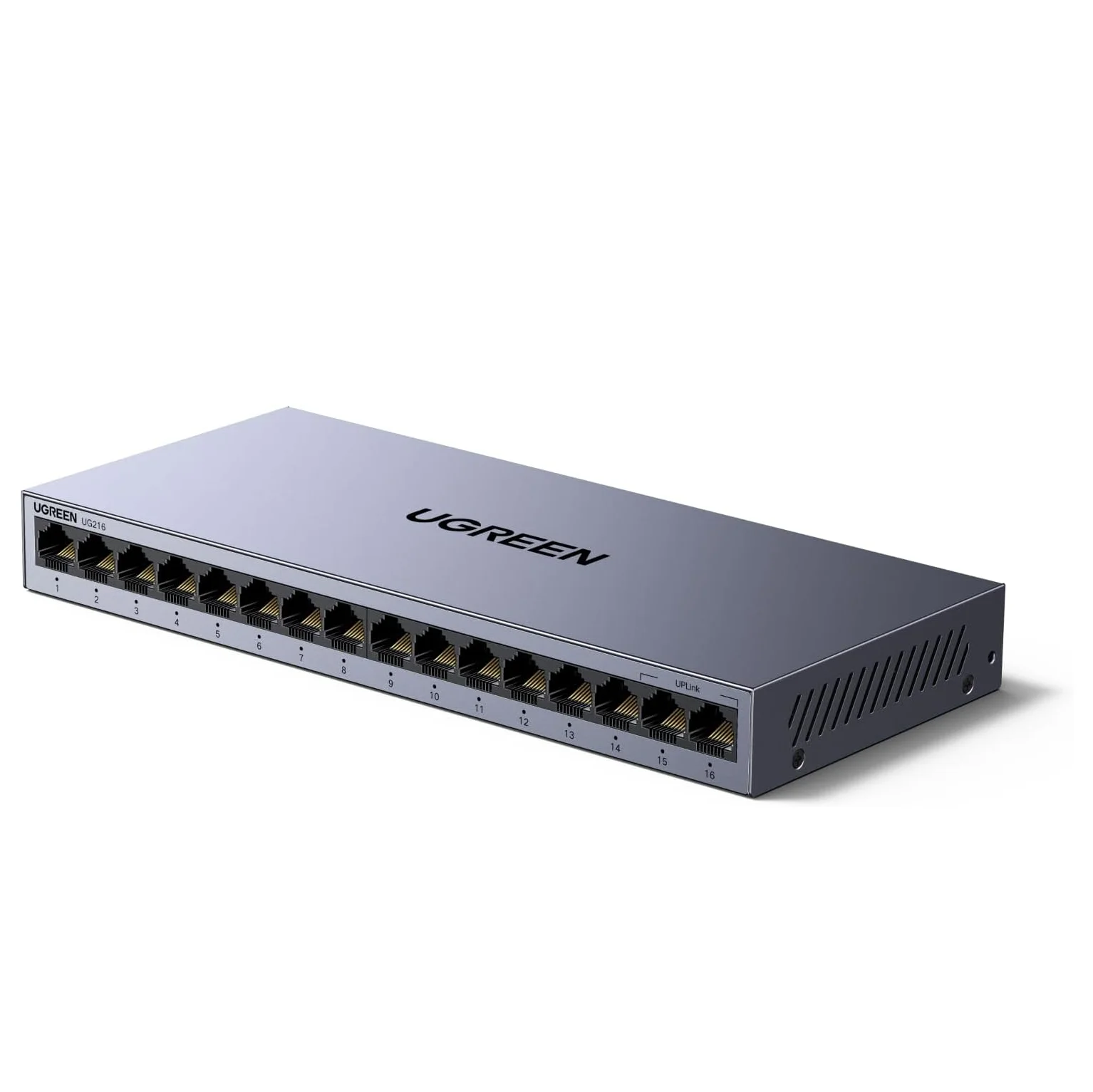 UGREEN 16 Port Gigabit Switch, Plug & Play Ethernt Switch, Standard/VLAN Mode, Unmanaged, Wall Mount Network LAN Splitter