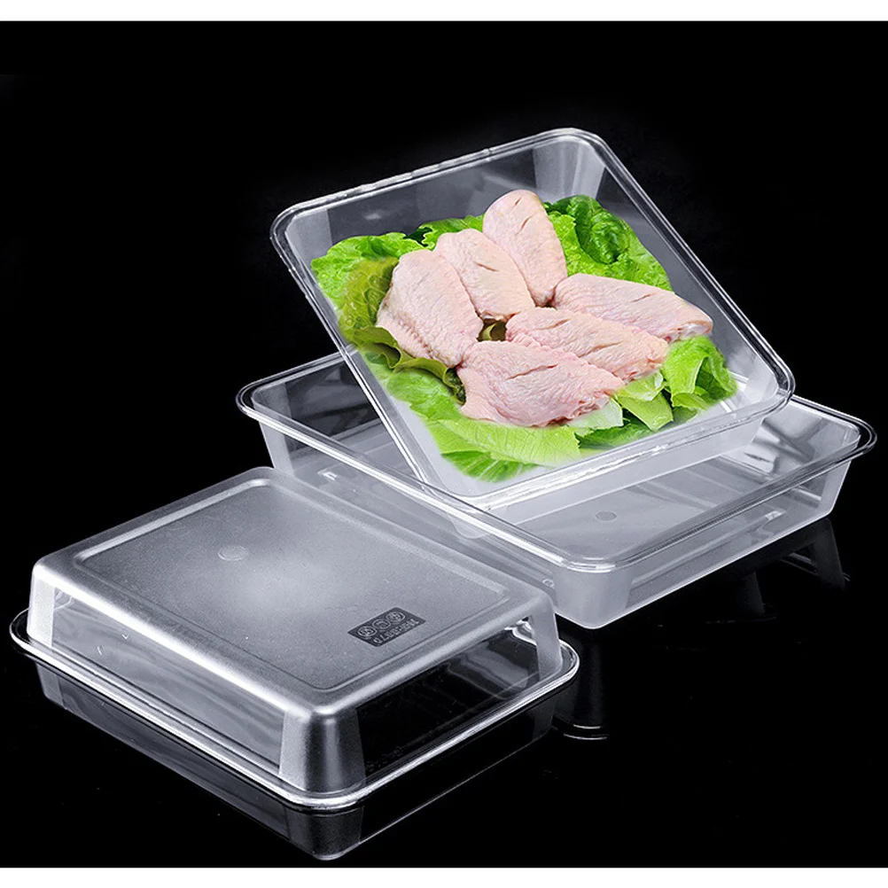 

Food Storage Tray Clear Acrylic Rectangular Heavy Duty Plastic Tableware For Party Serving Non-Slip Base