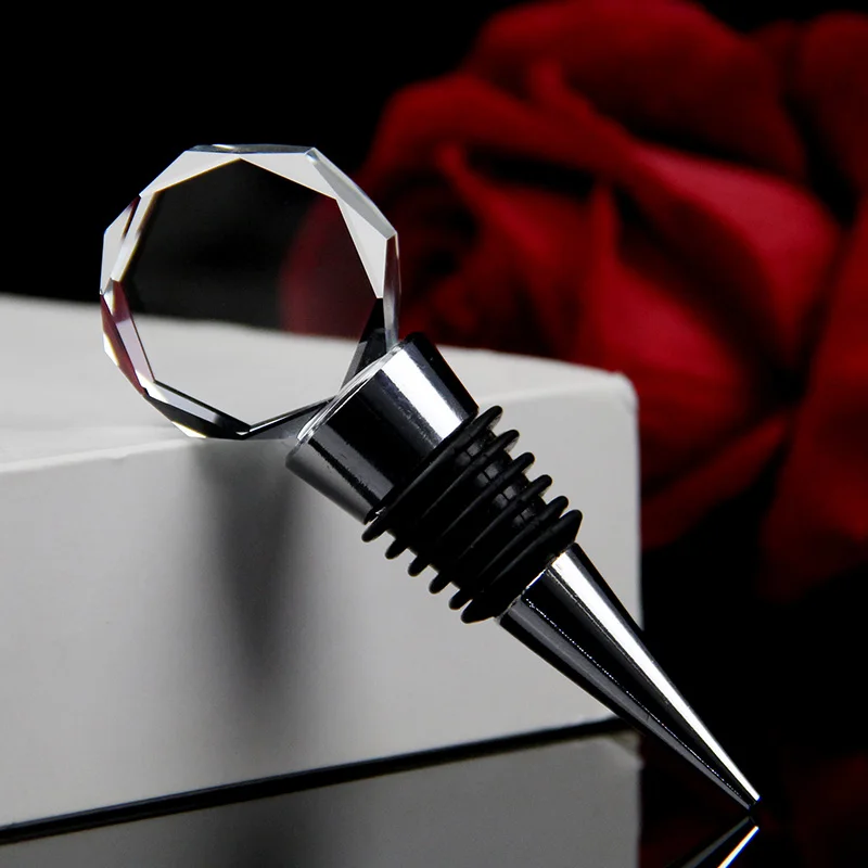 10pcs Clear Octagon Crystal Wine Bottle Stopper Reusable Leakproof Champagne Cork Wine Fresh Keeper Bar Decor Gift